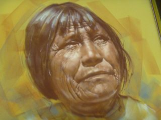 Leslie B DeMille Sepia Pastel Original Native American