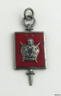 Demolay   Red Advisors Honor Key Sterling Silver Vintage Charm Masonic