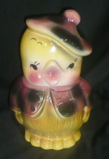 Vintage American Bisque USA Baby Chick with Jacket Tam Cookie Jar GR8