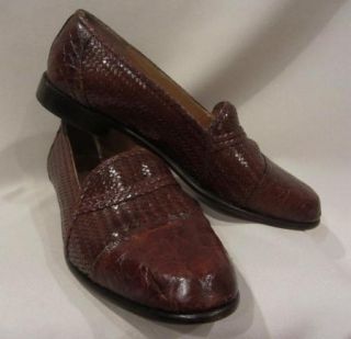Daniele Ferradini Mens Brown Crocodile Woven Loafers Shoes 10 5 Worn