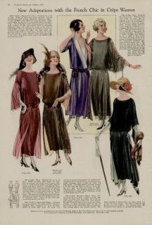  1922 Fashion Page Ad French Chic in Crepe Weaves