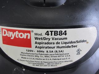 Dayton 16 Gallon Wet Dry Shop Vacuum 4TB84
