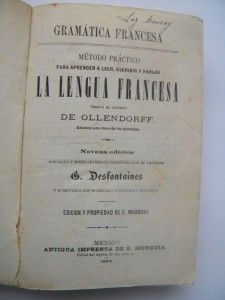 1896 La Lengua Francesa Gramatica Ollendorff Mexico
