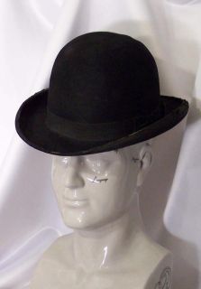 Antique Black Bowler Derby Hat 1800s 1900s Wild West Steam Punk