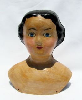 Large Antique Early Leather Darrow Doll Shoulder Head Repainted 6 1/4
