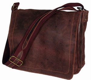 David King Distressed Leather North South Laptop Messenger Bag