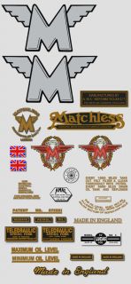 1961 63 Matchless Singles Restorers Decal Set Decals