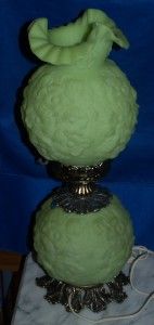  Gone with The Wind Lamp Green Glass Poppy Design Works Great