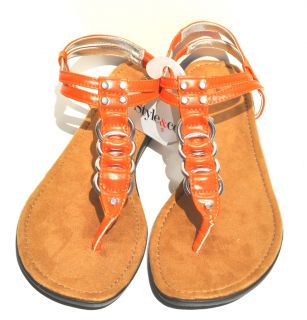 Style Co Orange Swindlee Flat Womens Sandals Retail $68