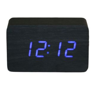Light Digital Wooden Desktop Alarm Clock Black LED Wood