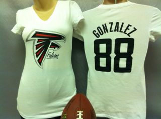 SM L Womens Atlanta Falcons Shirt Ladies Tony Gonzalez Tshirt Tee