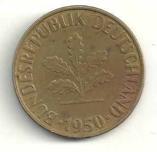 Very Nice High Grade 1950 G German Germany 10 Pfennig Deutsches Reich