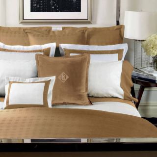  Lauren Glen Plaid Decorative Bed Pillow 20 x 20 Velvet Camel