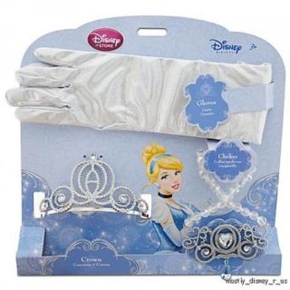 New Disney Store Deluxe Cinderella Costume Tiara Gloves Choker