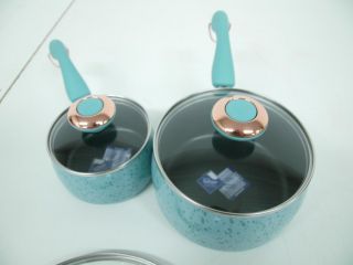Paula Deen 12513 15pc Porcelain Cookware Set Aqua Missing Stockpot