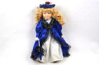 15 1 2 Victorian Porcelain Doll Blue Dress with Parasol