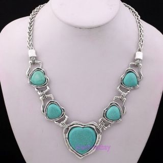 Tibet Silver Dewdrop Turquoise CZ Bead Strand Necklace