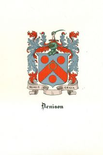 Great Coat of Arms Denison Family Crest Genealogy Would Look Great