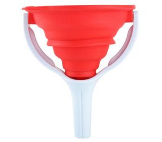 Dexas Pop Ware Collapsible Expandable Silicone Funnel Red White