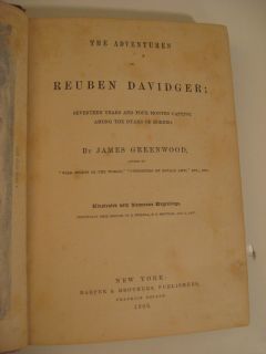 1866 James Greenwood The Adventures of Reuben Davidger