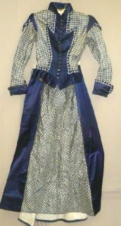 Orig Victorian 1880 Young Womens 2pc Satin Bustle Fab Trim Gown Dress