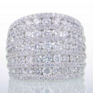   WHITE GOLD 18MM DOME DIAMOND PAVE ANNIVERSARY WEDDING BAND RING S6 5