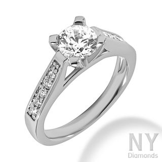 Solitaire Bridal Halo Wedding Ring Band SI1 F Huge 1 Ct Set Diamond