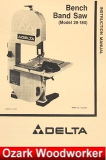 Delta 28 180 Bench Band Saw Instruction Parts Manual