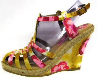 Diego di Lucca Womens Gorgeous Multi Floral Rori Wedge Sandals Shoes 6