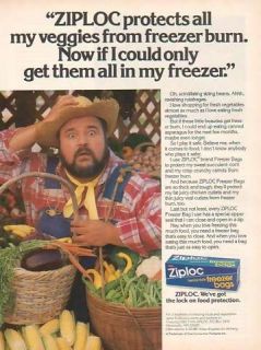 1987 Dom DeLuise Photo Ziploc Heavy Duty Freezer Bag Ad