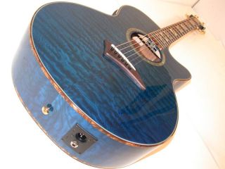 Dean Performer Acoustic Electric Guitar Quilt Ash Top Trans Blue PE QA