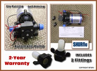 Shurflo 12V Demand Fresh Water Pump w Fittings Brand New RV Trailer