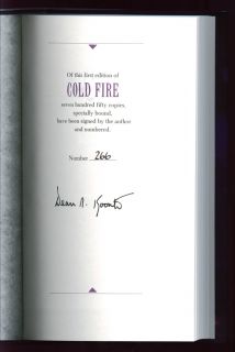Dean R Koontz Cold Fire Putnam Hardback Signed Limited Edition