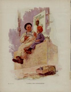 1924 Cream of Wheat Ad Laying The CornerStone Artists Edw V Brewer