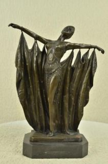 Vintage Large Art Deco Dancer Dimitri Chiparus Bronze Sculpture Signed