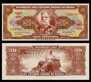 20 CRUZEIROS Banknote BRAZIL 1962   FONSECA   REPUBLIC Allegory   Pick