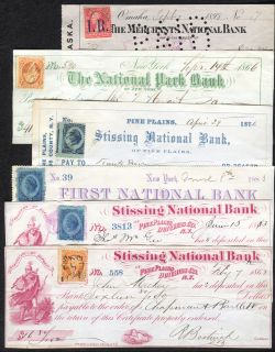 Bank Checks and Certificates of Deposit Lot of 11 with Revenue Stamps