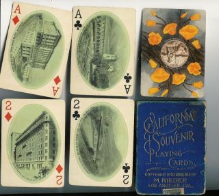 Vintage 1911 California Souvenir Playing Cards 52 Views by M Rieder