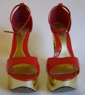 Ellie Dina Wedge Platform Shoes Red Womens Size 9