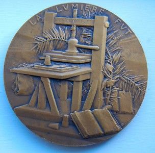Johannes Gutenberg Bronze Medal Leon Deschamps Stunning