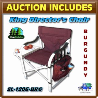 MMI Heavy Duty KING Directors Chair w/ side table   BURGUNDY   500 lb