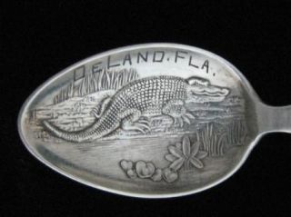  Sterling Souvenir Spoon Alligator Handle Bowl Deland Florida