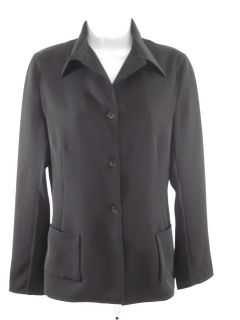 Designer Black Long Sleeve Button Front Blazer Jacket M