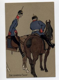 P2816 WW 1 War Horse Spiked Helmet Officers Discuss Postcard