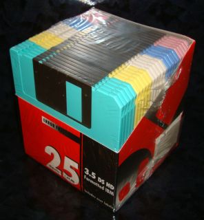 DISK LOT 25 COLOR Floppy Diskettes IBM 3 5 PC Computer 1 44 MB BOX