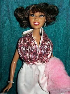 whitney houston tribute doll barbie in Pink and pink fur grammy award