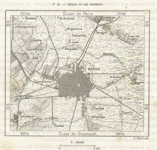 Mexico City Ancient Modern 1891 Original Antique Maps