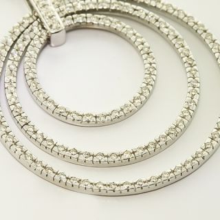  Solid 14K White Gold Diamond Circle Vintage Pendant 15 Necklace