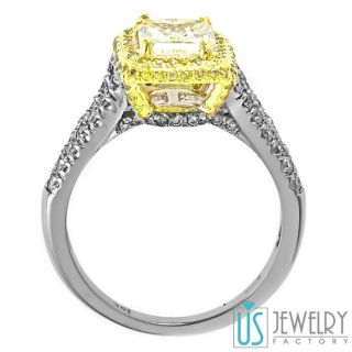 Yellow SI1 SI2 Radiant Diamond Engagement Ring 18K 2 Tone Gold
