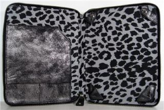 Betsey Johnson Tie Me Up Silver Black Leather Computer Tablet iPad
